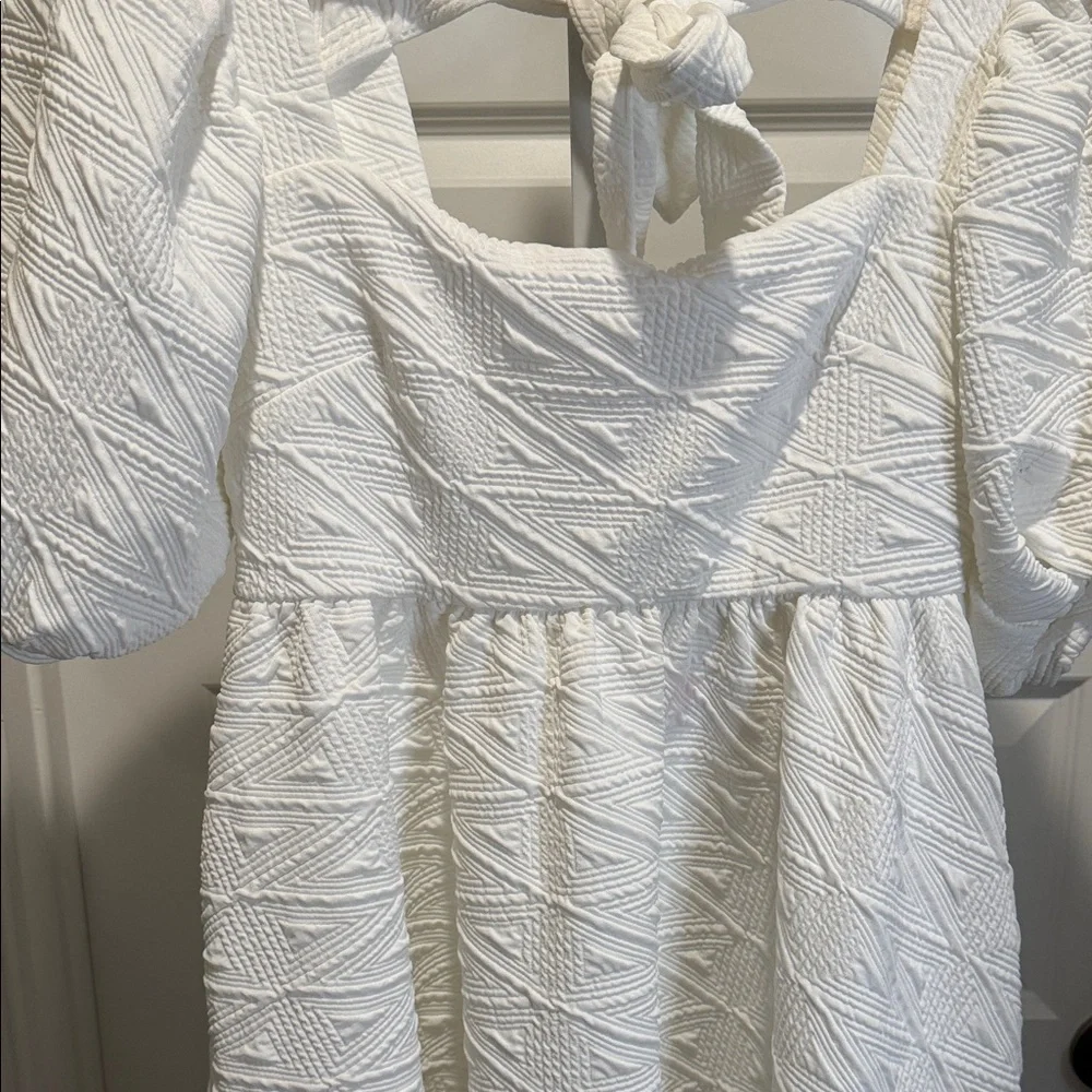 Free People‎ Violet Mini Dress White Puff Sleeve Bow Back NWT M